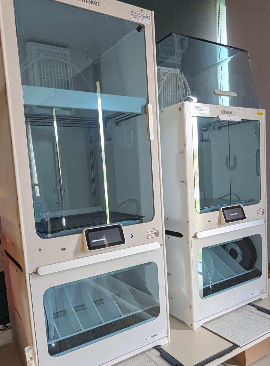 Two Ultimaker 3D printers used for prototyping hardware.